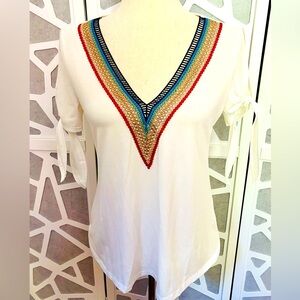 NoraCora Pretty Fall Shirt V-Neck Tunic New With Tags-Size Small